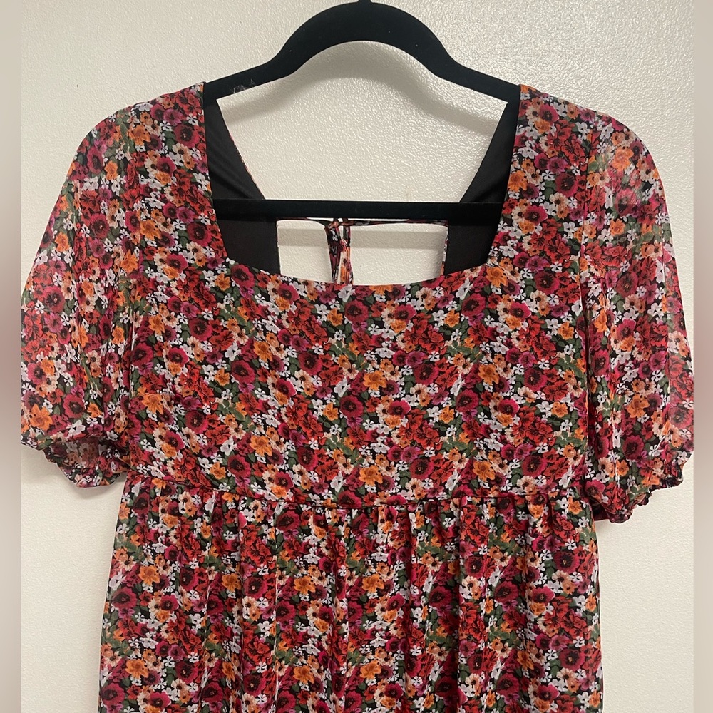 BCBGeneration 2 Floral Square Neck Mini Dress